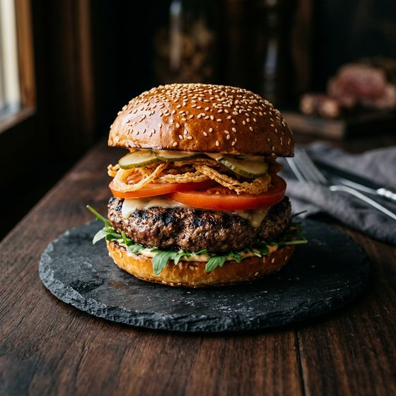 Burger mit Rindspatty