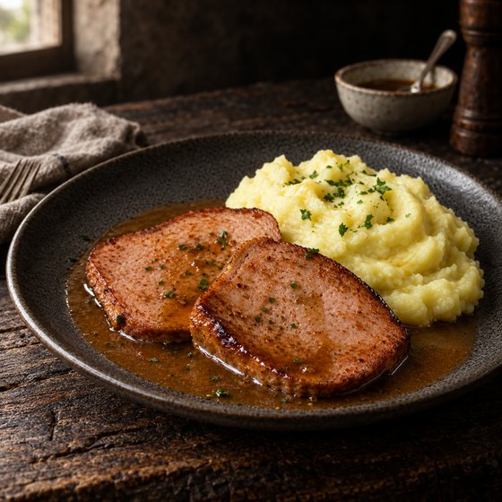 Fleischkäse gebacken
